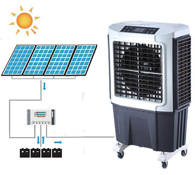 Solar-powered evaporative cooler