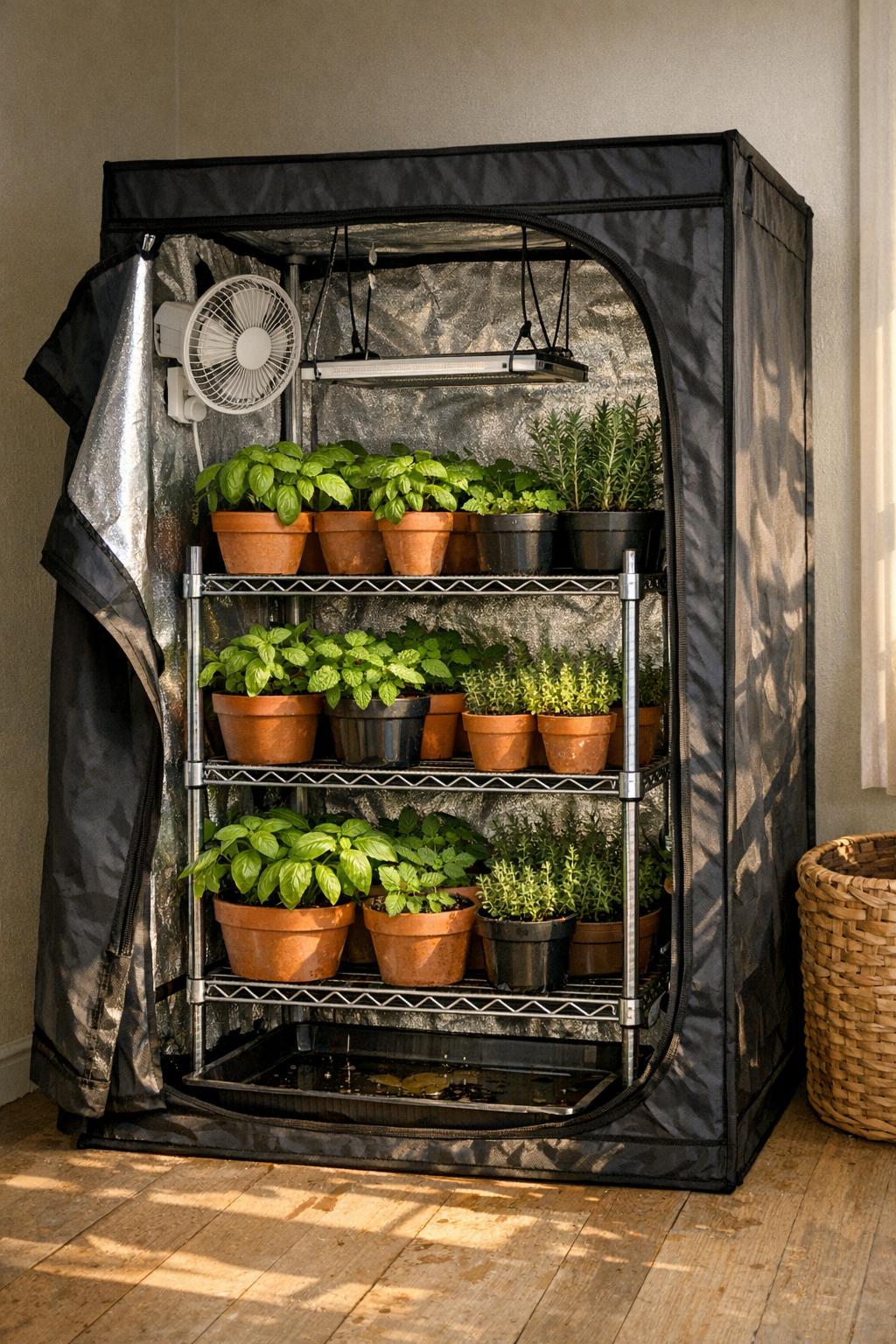 Growing Herbs Inside a Grow Tent at Home